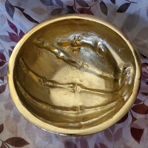 Gold‎ Tone Skeleton Hand Metal Bowl